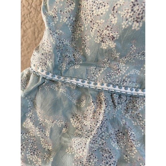 VELVET Mini Dress Womens Small Blue Silk Babydoll Crochet Boho Floral  Fairycore - Picture 4 of 10
